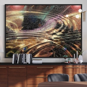 Descarga digital de ondas en el pavimento, agua digitalizada, impresiones para sala de estar, impresiones fascinantes, arte de ondas de agua, hermoso arte a color