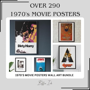 Paquete de carteles de películas de los 70 / Más de 290 carteles de películas retro imprimibles / Descarga de arte mural vintage / Paquete de efímeras digitales de cine de los 70