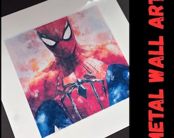 Watercolour Spider-Man Metal Wall Art, Superhero Print, Spider-Man Fan Gift, Artistic Comic Wall Decor, Collectible Print, Spider-Man Gift