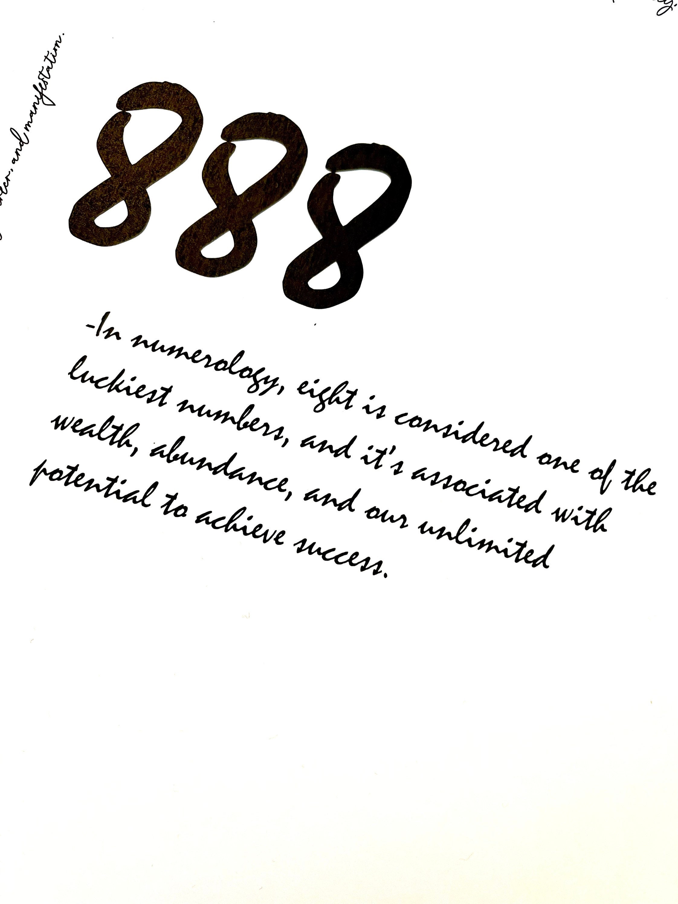 888 Cursive 888 Angel Number Print: Manifestation & Abundance (A4 PDF) - Etsy