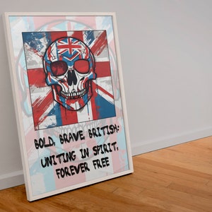 Patriotic Skull with Union Jack Flag Print - British Pride Wall Art, Wall Art, Home Decor, Flag Prints, Patriotic Prints, Union Jack Art