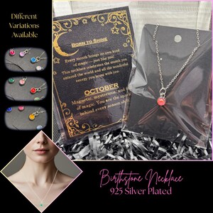 Born to Shine geboortesteenketting | 925 verzilverd, kristallen bedel met goudfolie Cadeaubon, verjaardagscadeau voor haar, geboortesteen cadeausets