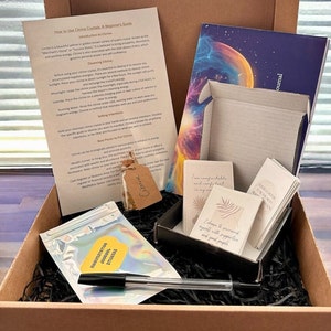 Coffret cadeau manifestation et soins personnels, coffret cadeau affirmation, journal de manifestation, agenda de soins personnels, cristaux de citrine, cadeau unique