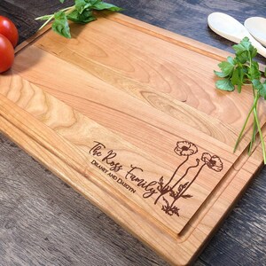 Flowers Cutting Board. Anniversary Gift. Couple Gift. Poppy Flowers. Housewarming Party Gift. Wedding Gift. Personalized Gift 119
