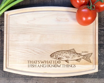 Personalized Fisherman Cutting Board: Engraved Wood Gift