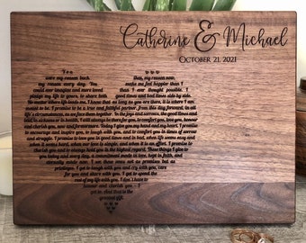 Engraved Wedding Song Lyrics Board, Anniversary Gift