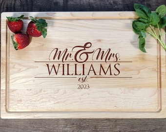 Tabla de cortar personalizada para bodas, regalo de madera grabada