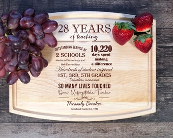Personalized Teacher Appreciation Cutting Board: Engraved Maple, Cherry, or Walnut