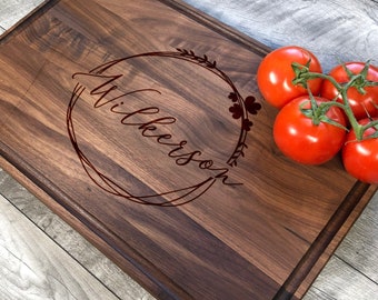 Housewarming Gift. Custom Cutting Board. Engraved Wood Board. Couples Gift. Anniversary Gift. Walnut Board. Cherry Board. Maple Board. #9