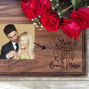 Custom Photo on Wood. Anniversary Gifts. Wedding gift. Personalized Cutting board. Engraved Photo on Wood. Gift for Her. Valentines Day gift