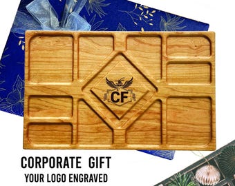 Personalized Cherry Wood Charcuterie Board: Engraved Corporate Logo Gift