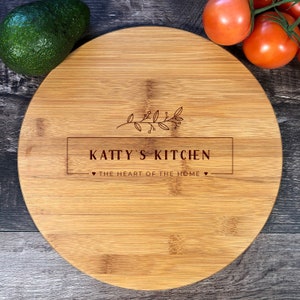 Custom Cutting Board. Mother's Day Gift. Mom's Kitchen. Mommy's Kitchen. Custom Cutting Board. Gift For Mom. S7 Bamboo 12" diameter