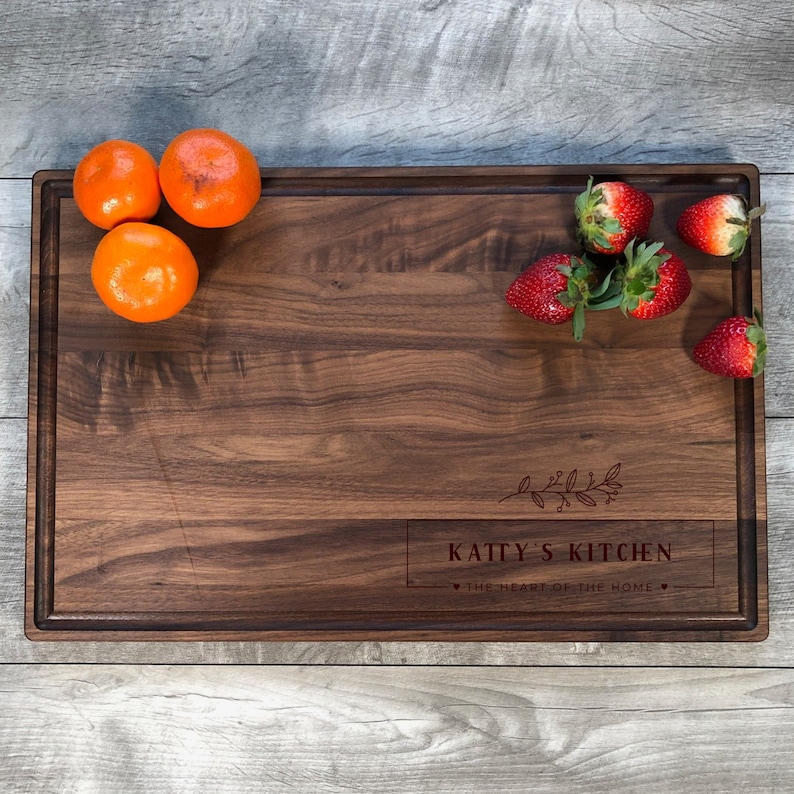 Custom Cutting Board. Mother's Day Gift. Mom's Kitchen. Mommy's Kitchen. Custom Cutting Board. Gift For Mom. S7 Walnut 11x17 /groove