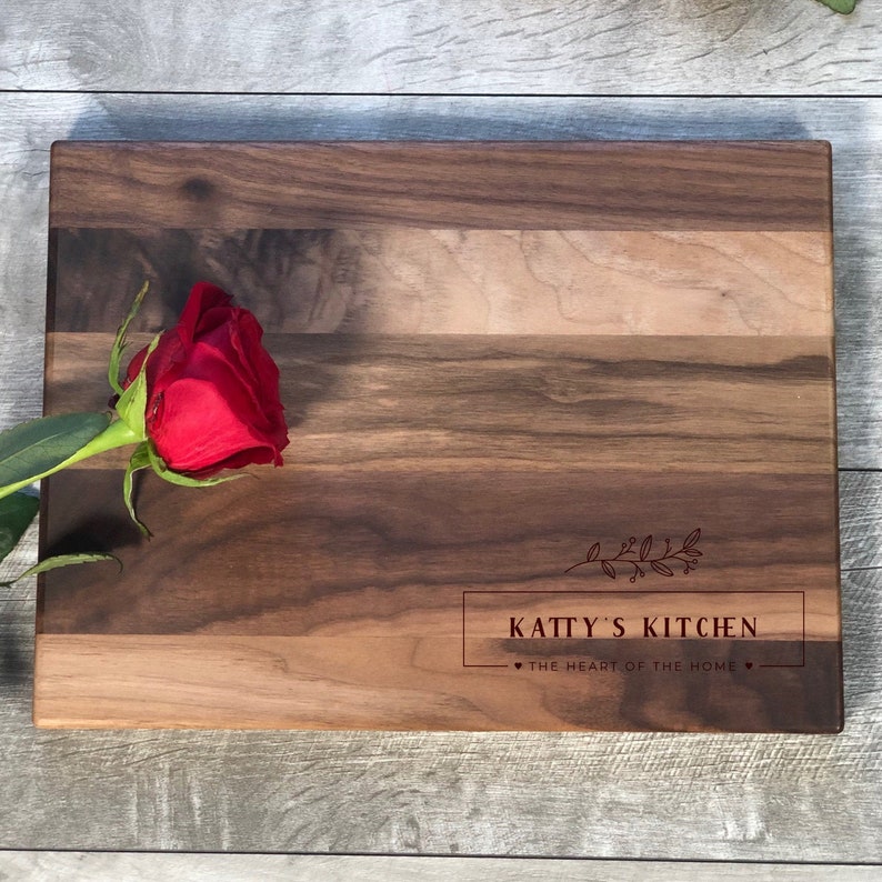 Custom Cutting Board. Mother's Day Gift. Mom's Kitchen. Mommy's Kitchen. Custom Cutting Board. Gift For Mom. S7 Walnut 9" x 12"