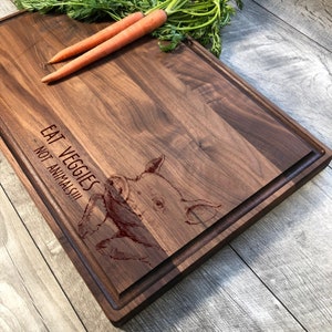 Eat Veggies Not Animals. Cutting Board. Vegetarian. Vegan Gift. Vegan AF. Cutting Boards. Cutting Board Handmade. Wood. Pig. 17 image 3