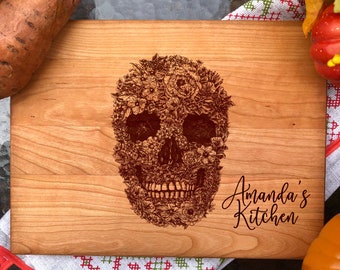 Skull Cutting Board. Custom Cutting Board. Halloween Board. Personalized Board.  #89