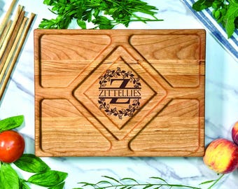 Custom Engraved Cherry Wood Charcuterie Board Personalized Serving Tray