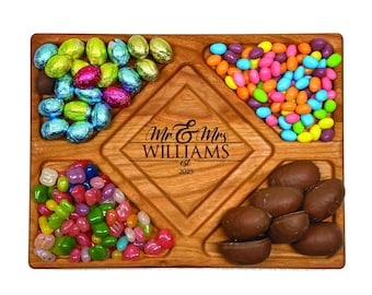 Personalized Cherry Wood Candy Charcuterie Board Engraved Dessert Tray
