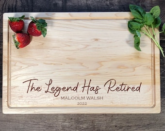 The Legend Has Retired. Personalized Cutting Board - Retirement Gift. Corporate Gift. Employee Gift. Customized Board. Custom Board. #101