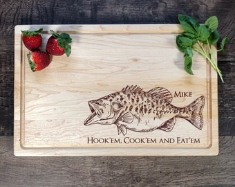 Personalized Fishing Cutting Board: Gift for Dad/Grandpa