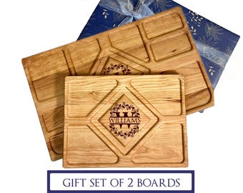 Personalized Cherry Wood Charcuterie Board Engraved Family Name Snack Tray