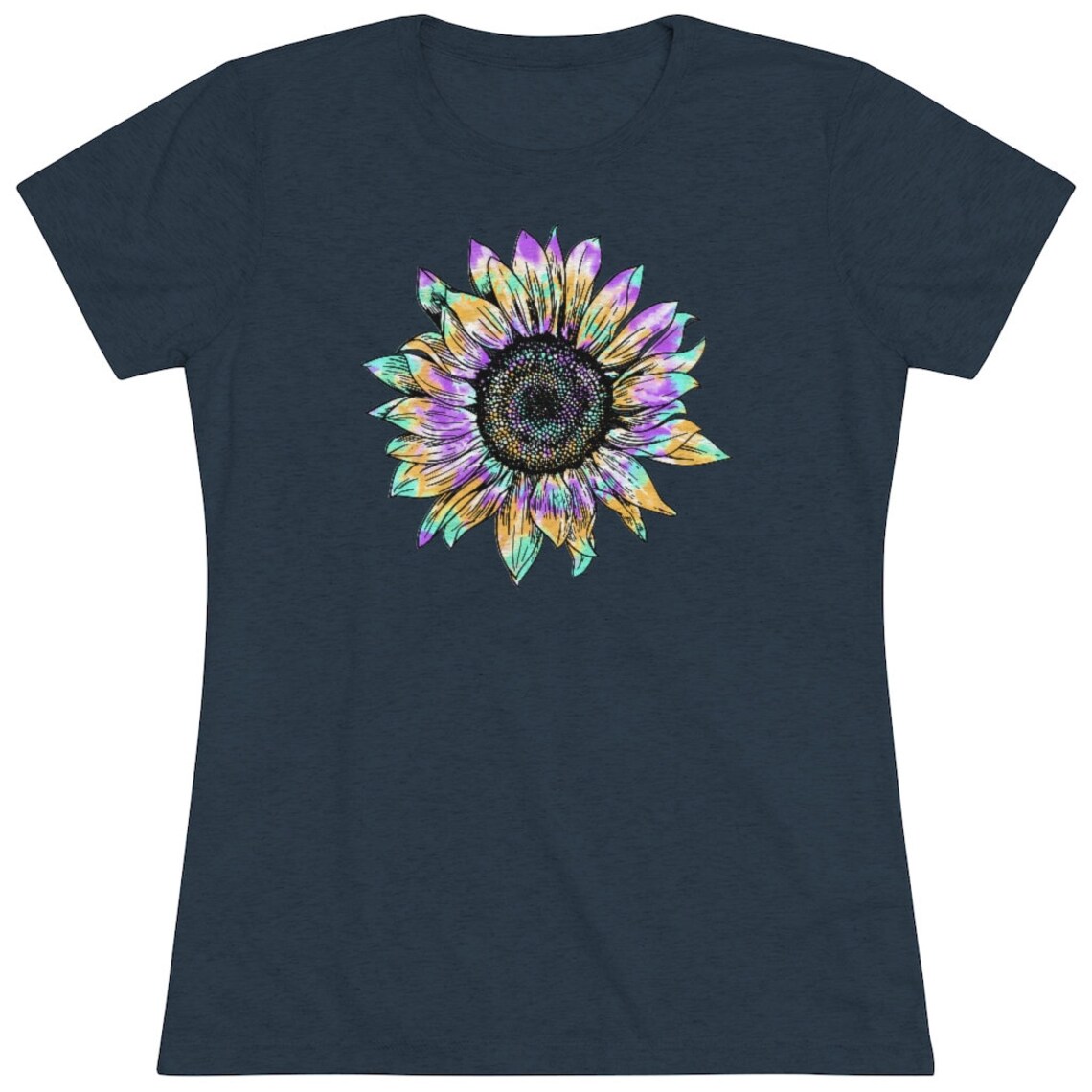 Tie Dye Sunflower Women's Triblend Shirt Rainbow | Etsy