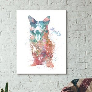 Corgi Personalized Pet Art | Watercolor Dog Pet Portraits | Your Dog&#39;s Name in the Art | Corgi Dog Gifts from Personal Prints