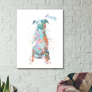 Pit Bull Personalized Pet Art | Watercolor Dog Pet Portraits | Your Dog&#39;s Name in the Art | Pit Bull Dog Gifts | USA Made at Personal Prints