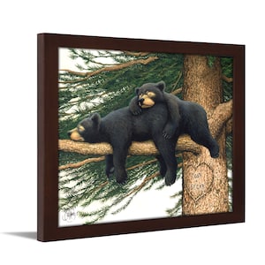 Cozy Bears | Romantic Personalized Gift | Collectable Black Bear Cubs Art | Personalized Framed Art of Nature from Personal Prints