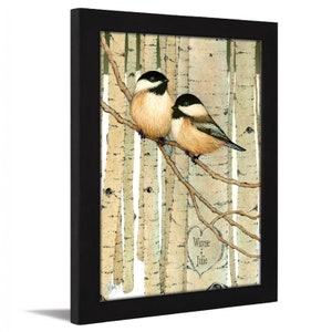 Love Birds | Romantic Personalized Gift | Chickadee Art from Personal Prints | Names in Heart Framed Art | Made in the USA