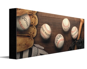 Baseball Dad & Children Sign | Personalized Baseball Sports Gift for Dad | Baseball Dad Father's Day Gift with Names of Kids in the Art