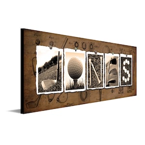 Vintage Golf Name Art | Personalized Golf Gifts for the Golfer | Golfing Sports Art with Your Name from Personal Prints | USA Made