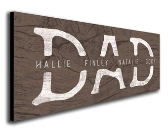 Dad & Children Personalized Sign | Personalized Father's Day Gift for Dad | Kid's Names in the Art | Dad Art Sign from Personal Prints