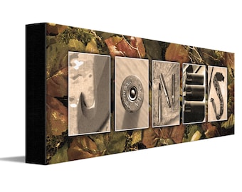 Hunting Name Art | Personalized Hunter Gift | Camo Decor Customized with Your Name | Made in the USA from Personal Prints
