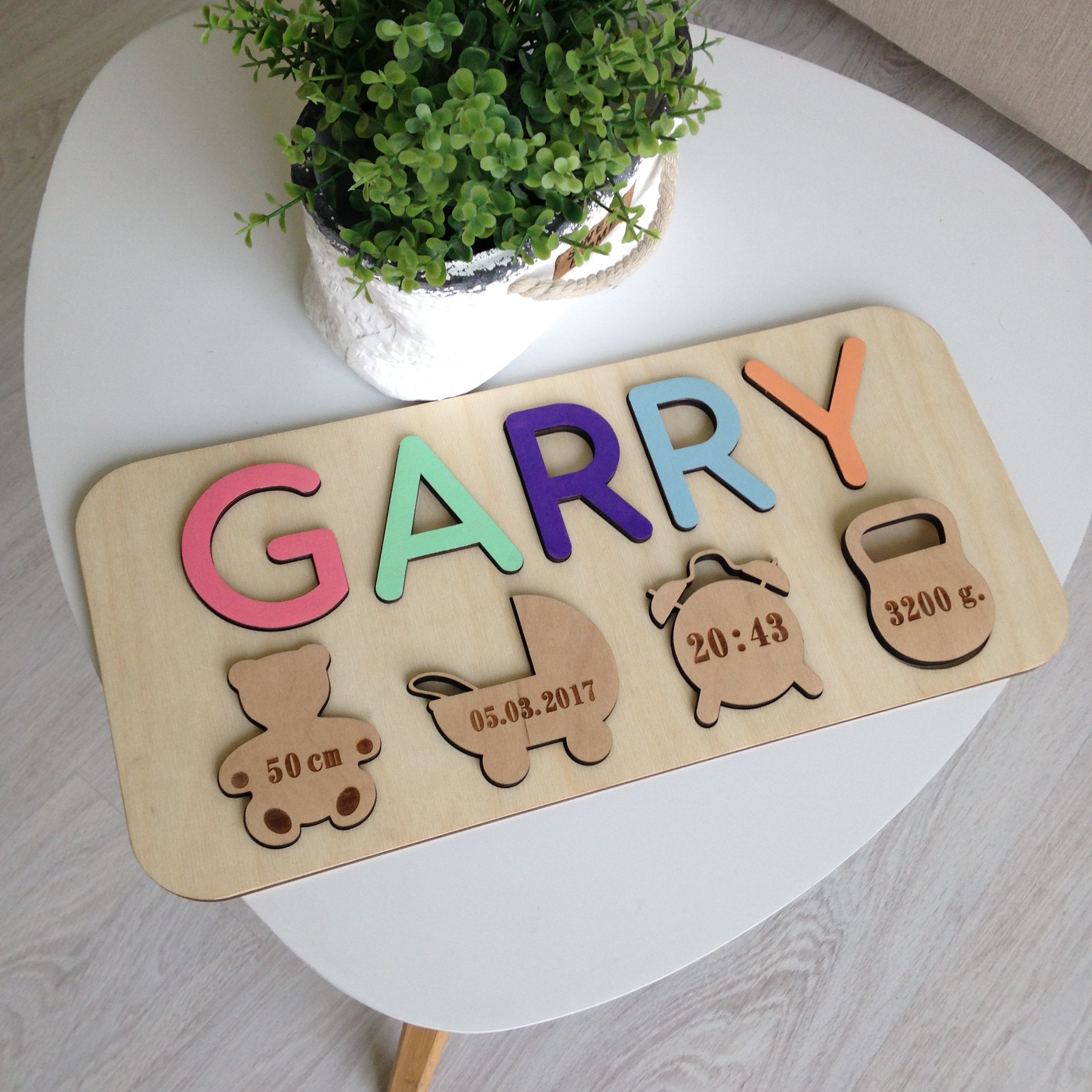 Newborn Tag Toy for Toddler Baby Wooden Name Puzzle Gifts Etsy