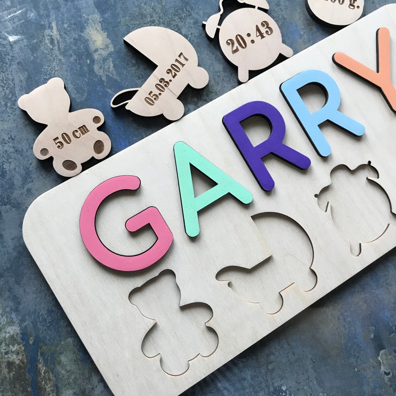 Wooden Name Puzzle / Montessori Toys / Baby Gift / Nursery Etsy