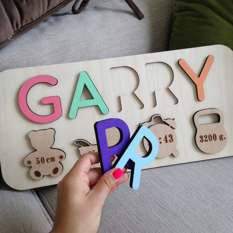 Newborn Tag Toy for Toddler Baby Wooden Name Puzzle Gifts Etsy