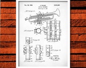 Selmer Trumpet Patent Print, 1939 Selmer Trumpet Poster, Musician Gift, Trumpet Art
