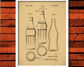 Coca-Cola Bottle Patent Print, Coke Bottle Poster, Coke Patent Art, Coke Bottle Wall Art