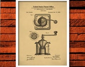 Coffee Grinder Patent Print, Coffee Decor, Kitchen Decor, Coffee Grinder Art