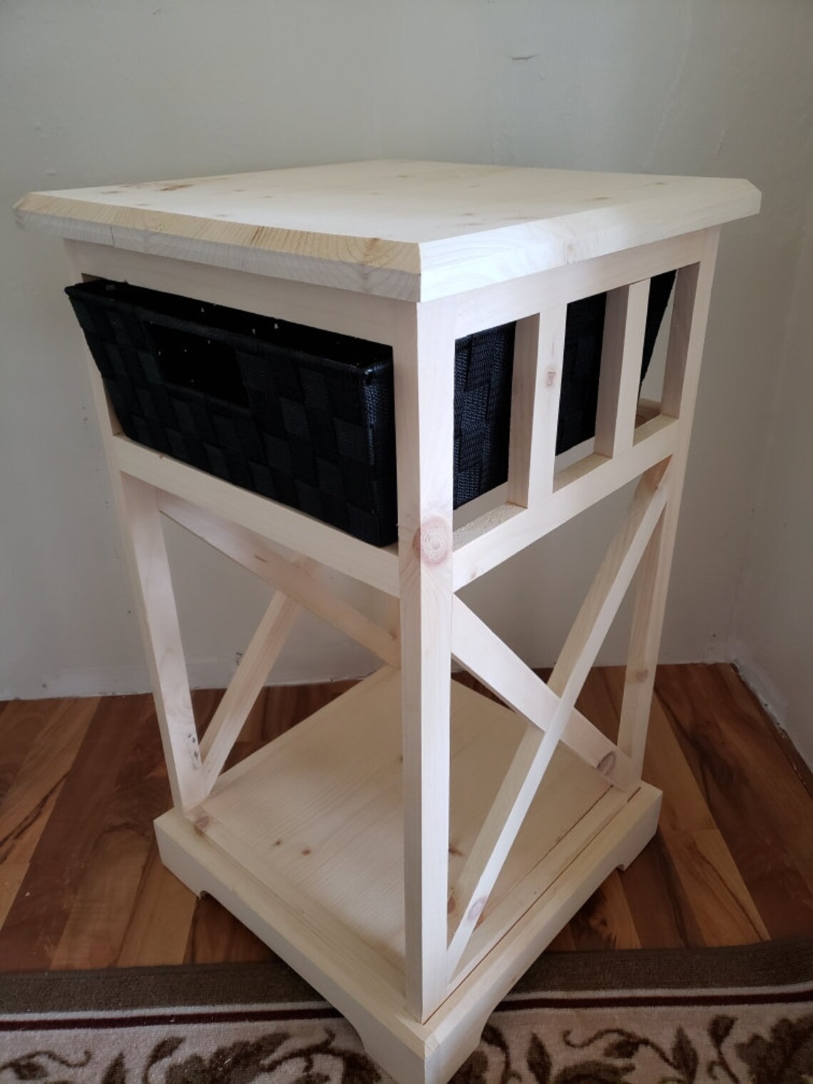 Farmhouse Basket Drawer Side Table Etsy