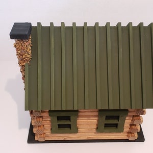 Hand Crafted Log Cabin Bird House with Stone Chimney image 7