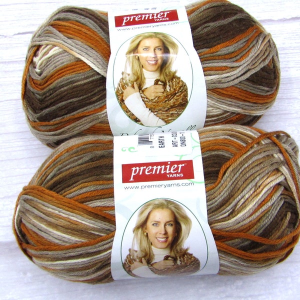 VHTF - Premier Serenity Garden - Earth - Deborah Norville Collection - Variegated shades of brown -  Fine Sock Yarn- 2 Skein Set