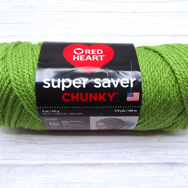 HTF- New Old Stock - Discontinued - Red Heart Super Saver Chunky Yarn - Tea Leaf - 100% acrylic - Ready To Ship