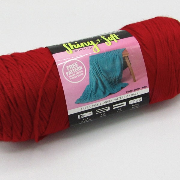 VHTF - Main Street Yarns Shiny & Soft 1118 Deep Red 100% Acrylic Worsted Weight yarn Rare - Ready To Ship