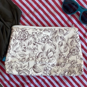 Wetbag, Kosmetiktasche, beige, Toile de Jouy, Reh, Pferd, Hund, natürliche Farben, Schwimmen, Badetasche, Geschenk  Freundin, Mama