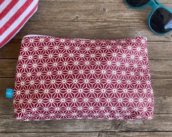 Wetbag, Kulturbeutel, Kosmetiktasche Rot, Tasche für nasse Badesachen, Make Up, als Wickeltasche Geschenk für Freundin, Mama zum Geburtstag