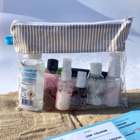 Tasche Reise Kulturbeutel Flugzeug Durchsichtiger/ Gestreifter