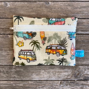 Mini wetbag/bolsa pequena/bolsa legal feita de algodão revestido Bulli, vanlife, surf, bege, camper de presente, motorhome, camping