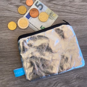 Mini bolsa vegana em prata, carteira de dinheiro, sem dinheiro, cartões, presente vegano, namorada, parceira, colega, aniversário, casamento